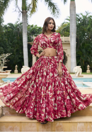 Picture of Nice Georgette Brown Lehenga Choli