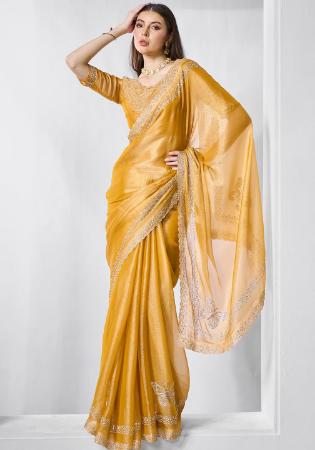 Picture of Admirable Silk Dark Golden Rod Saree