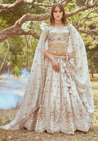 Picture of Amazing Satin Off White Lehenga Choli