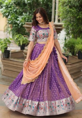 Picture of Lovely Chiffon Purple Lehenga Choli