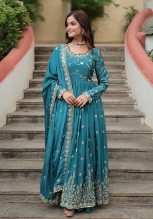 Picture of Chiffon Midnight Blue Readymade Salwar Kameez