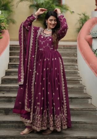 Picture of Elegant Chiffon Saddle Brown Readymade Salwar Kameez