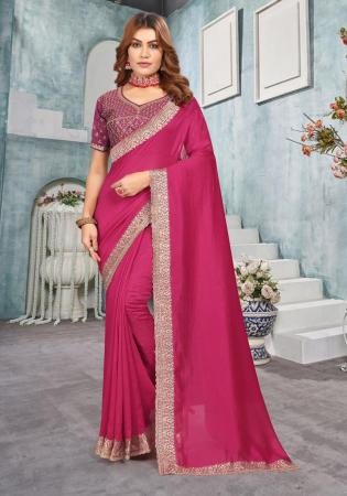 Picture of Lovely Chiffon & Georgette Indian Red Saree