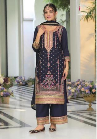 Picture of Chiffon Dark Slate Grey Readymade Salwar Kameez