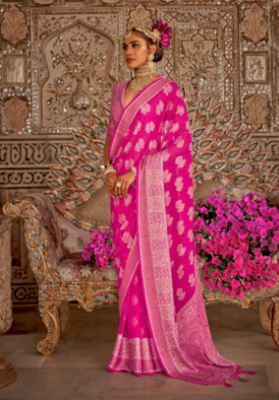 Picture of Amazing Georgette Deep Pink Saree