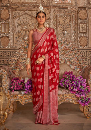 Picture of Graceful Georgette Dark Red Saree