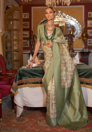 Picture of Enticing Silk Dark Khaki Saree