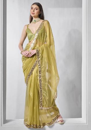 Picture of Amazing Net Dark Golden Rod Saree