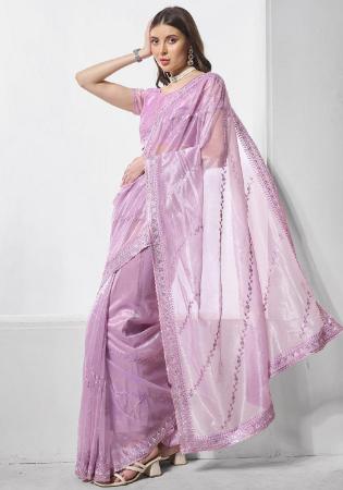 Picture of Exquisite Chiffon & Net Plum Saree