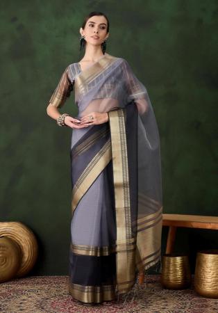 Picture of Alluring Organza Slate Grey Saree