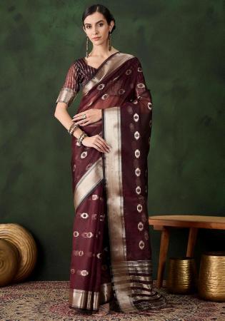 Picture of Radiant Organza Dark Olive Green Saree