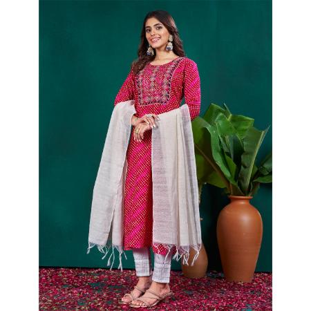 Picture of Pleasing Rayon Deep Pink Readymade Salwar Kameez