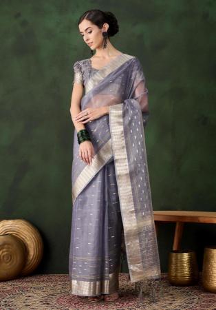 Picture of Marvelous Organza Slate Grey Saree