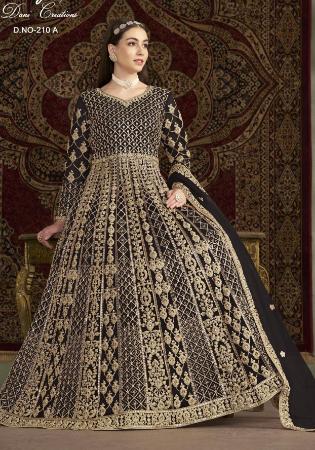 Picture of Elegant Net Black Straight Cut Salwar Kameez