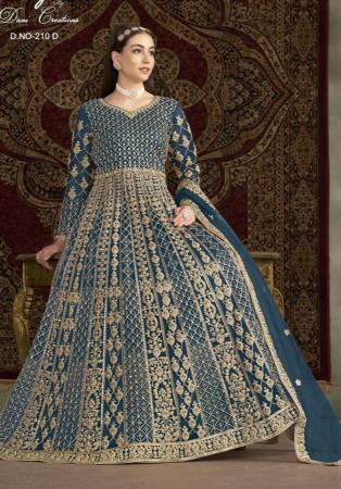 Picture of Exquisite Net Midnight Blue Straight Cut Salwar Kameez