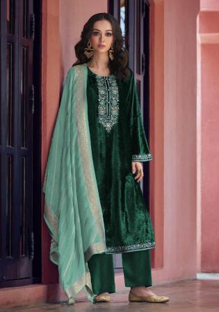 Picture of Chiffon Dark Slate Grey Straight Cut Salwar Kameez