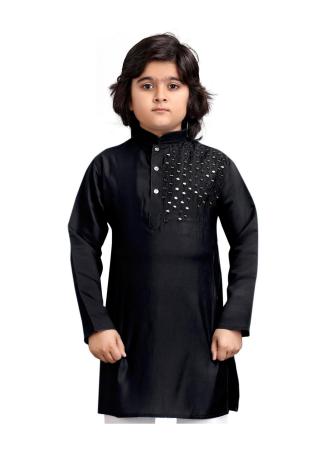 Picture of Stunning Chiffon Black Kids Kurta Pyjama