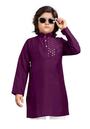 Picture of Ravishing Chiffon Purple Kids Kurta Pyjama