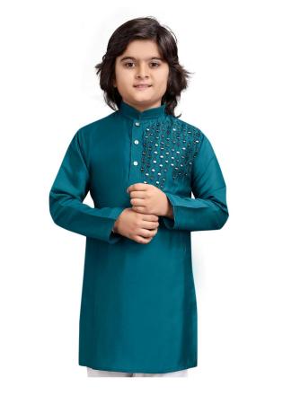 Picture of Lovely Chiffon Teal Kids Kurta Pyjama