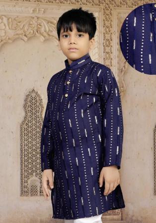 Picture of Pretty Cotton Midnight Blue Kids Kurta Pyjama