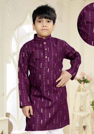 Picture of Splendid Cotton Purple Kids Kurta Pyjama