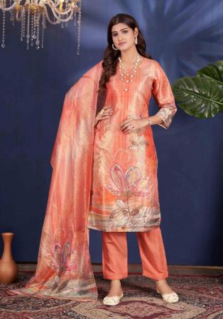 Picture of Sublime Chiffon Dark Salmon Readymade Salwar Kameez