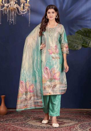 Picture of Elegant Chiffon Cadet Blue Readymade Salwar Kameez