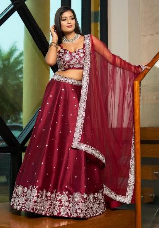 Picture of Statuesque Silk Maroon Lehenga Choli