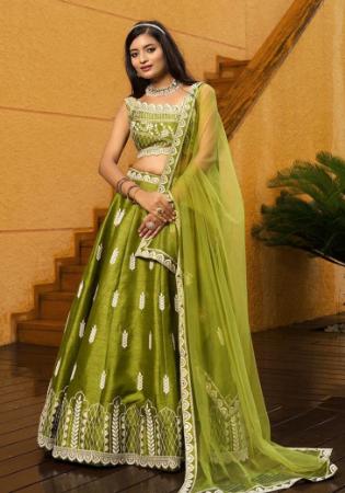 Picture of Sightly Silk Olive Lehenga Choli