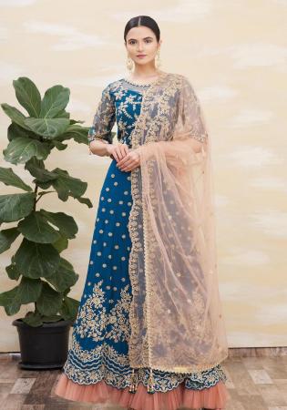 Picture of Elegant Silk Teal Lehenga Choli