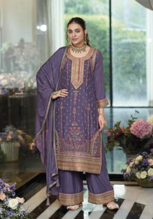 Picture of Chiffon Dark Slate Blue Readymade Salwar Kameez