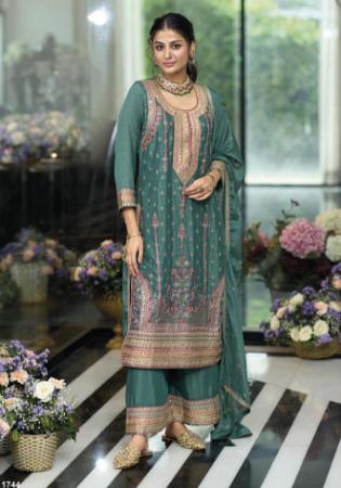 Picture of Admirable Chiffon Sea Green Readymade Salwar Kameez