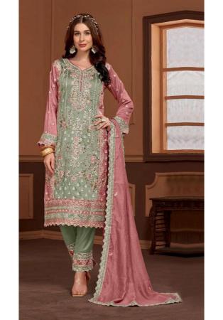 Picture of Elegant Chiffon Grey Straight Cut Salwar Kameez