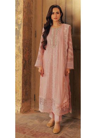 Picture of Georgette Rosy Brown Straight Cut Salwar Kameez