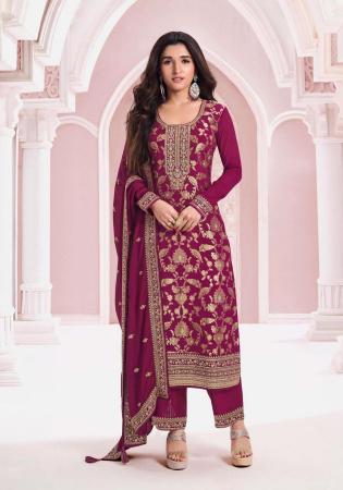 Picture of Taking Chiffon Brown Straight Cut Salwar Kameez