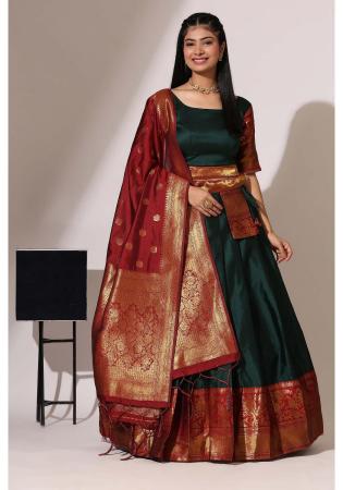 Picture of Stunning Silk Dark Green Lehenga Choli