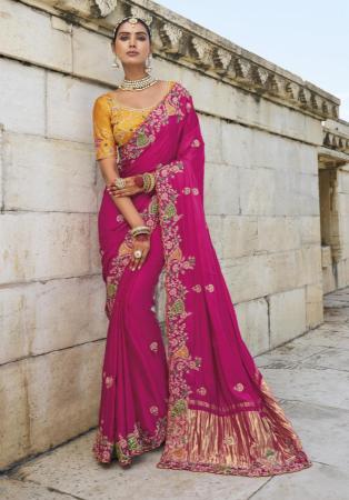 Picture of Shapely Crepe & Silk Medium Violet Red Saree