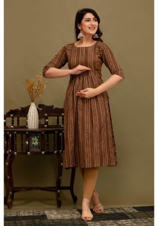 Picture of Pleasing Cotton Saddle Brown Kurtis & Tunic