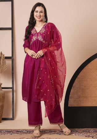 Picture of Enticing Chiffon Crimson Readymade Salwar Kameez