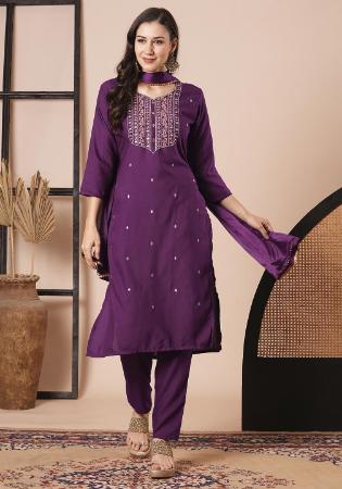 Picture of Nice Chiffon Purple Readymade Salwar Kameez