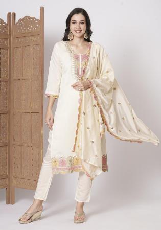 Picture of Superb Chiffon Off White Readymade Salwar Kameez