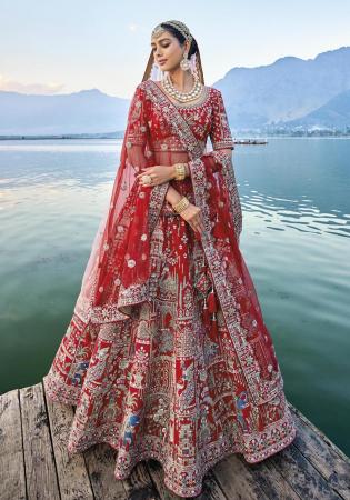 Picture of Good Looking Silk Fire Brick Lehenga Choli