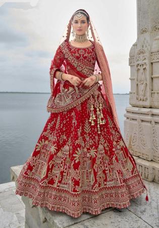 Picture of Delightful Silk Indian Red Lehenga Choli