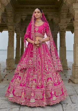 Picture of Exquisite Silk Deep Pink Lehenga Choli