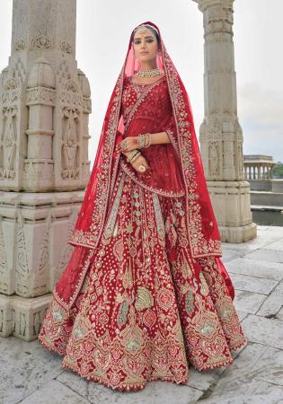 Picture of Superb Silk Fire Brick Lehenga Choli