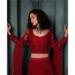 Picture of Well Formed Net Dark Red Lehenga Choli