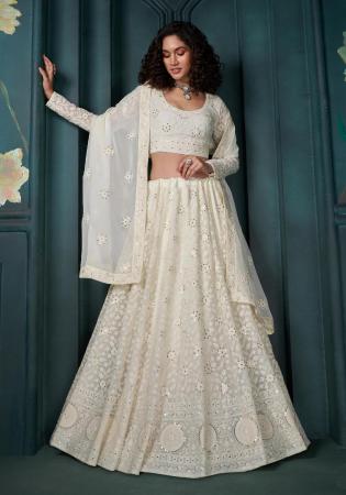 Picture of Shapely Georgette Off White Lehenga Choli