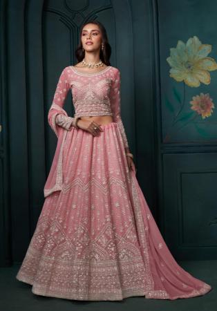 Picture of Good Looking Georgette Rosy Brown Lehenga Choli