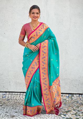 Picture of Splendid Silk Teal Saree