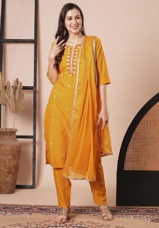 Picture of Sightly Chiffon Dark Orange Readymade Salwar Kameez